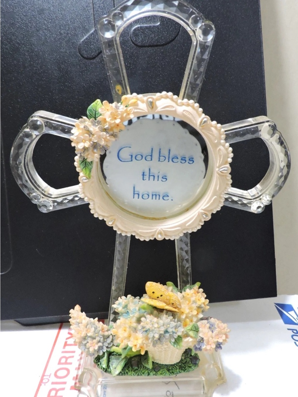 God Bless this Home Figurine Christian Religious Decor Vintage
